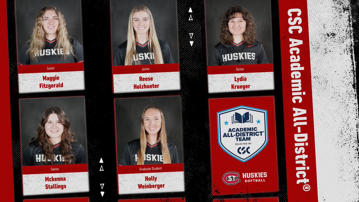 📚 Congrats to <a href="/maggiefitz22/">Maggie Fitz</a>, <a href="/Reeseholz28/">Reese Holzhueter</a>, <a href="/lydiakruegs/">Lydia Krueger she/her/hers</a>, Mckenna Stallings and <a href="/HollyWeinberger/">holly weinberger</a> on being named to the CSC Academic All-District® Softball Team‼️

#PackMentality 🐾 | #HuskiesSoftball 🥎