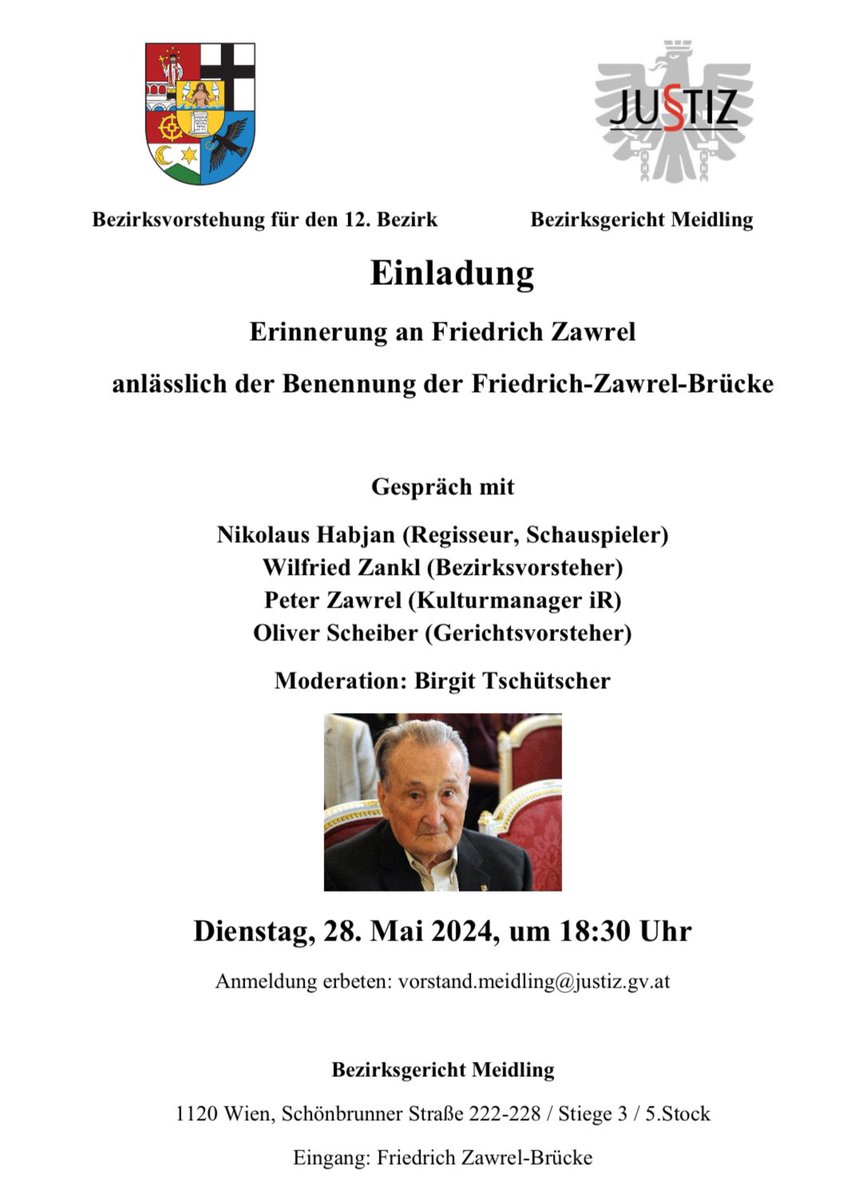 Fritz #Zawrel (1929-2015) überlebte das NS-Kinder-#Euthanasie-Programm  am Wiener #Spiegelgrund.

Als #Zeitzeuge trug er später viel zur Aufarbeitung der Verbrechen der NS-Medizin bei.

Nun erinnert eine Brücke in Meidling an ihn.Großer Dank an @OliverScheiber1 und @wilfriedzankl