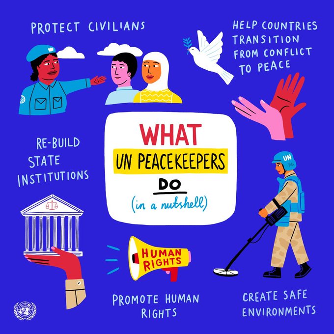 Since 1948, more than two million uniformed and civilian personnel with @UNPeacekeeping have helped countries navigate the difficult path from conflict to peace. Learn about their efforts on Wednesday's International Day of UN Peacekeepers: peacekeeping.un.org/en/peace-begin… #PKDay