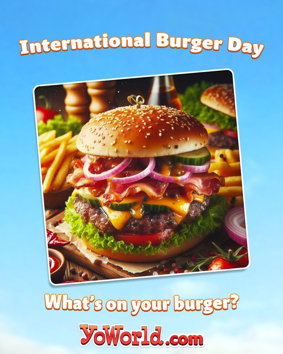 Happy #InternationalBurgerDay! 🍔🎉 

Let's celebrate the joy of sinking our teeth into a perfectly grilled patty, stacked with toppings and nestled in a toasty bun. Whether you're a classic cheeseburger fan or a gourmet burger connoisseur, today is all about the love for burgers