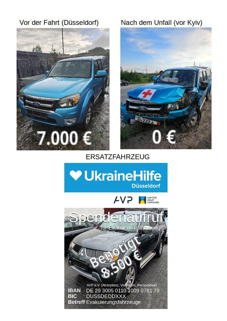📣 Fellas 🐶 and Ukraine supporters 🇺🇦 HELP is needed!!! Unfortunately, a recently donated FORD RANGER was destroyed in a traffic accident in Ukraine. The driver escaped with minor injuries. The 116th Brigade urgently needs a new evacuation vehicle. 8,500€ is required for a