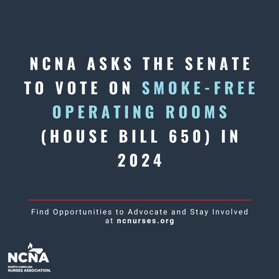 The impact of surgical smoke inhaled by the surgical team (nurses, physicians, & others) is equal to that of smoking 27-30 unfiltered cigarettes.

HB650 easily passed the House last year - and we would love to see it signed into law before the end of the #NCGA short session.