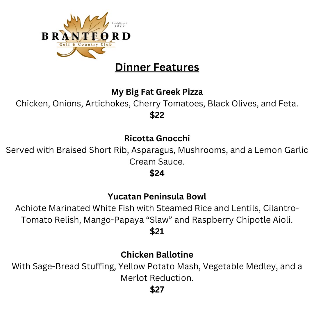 Terrace Room Dinner Features - May 28th