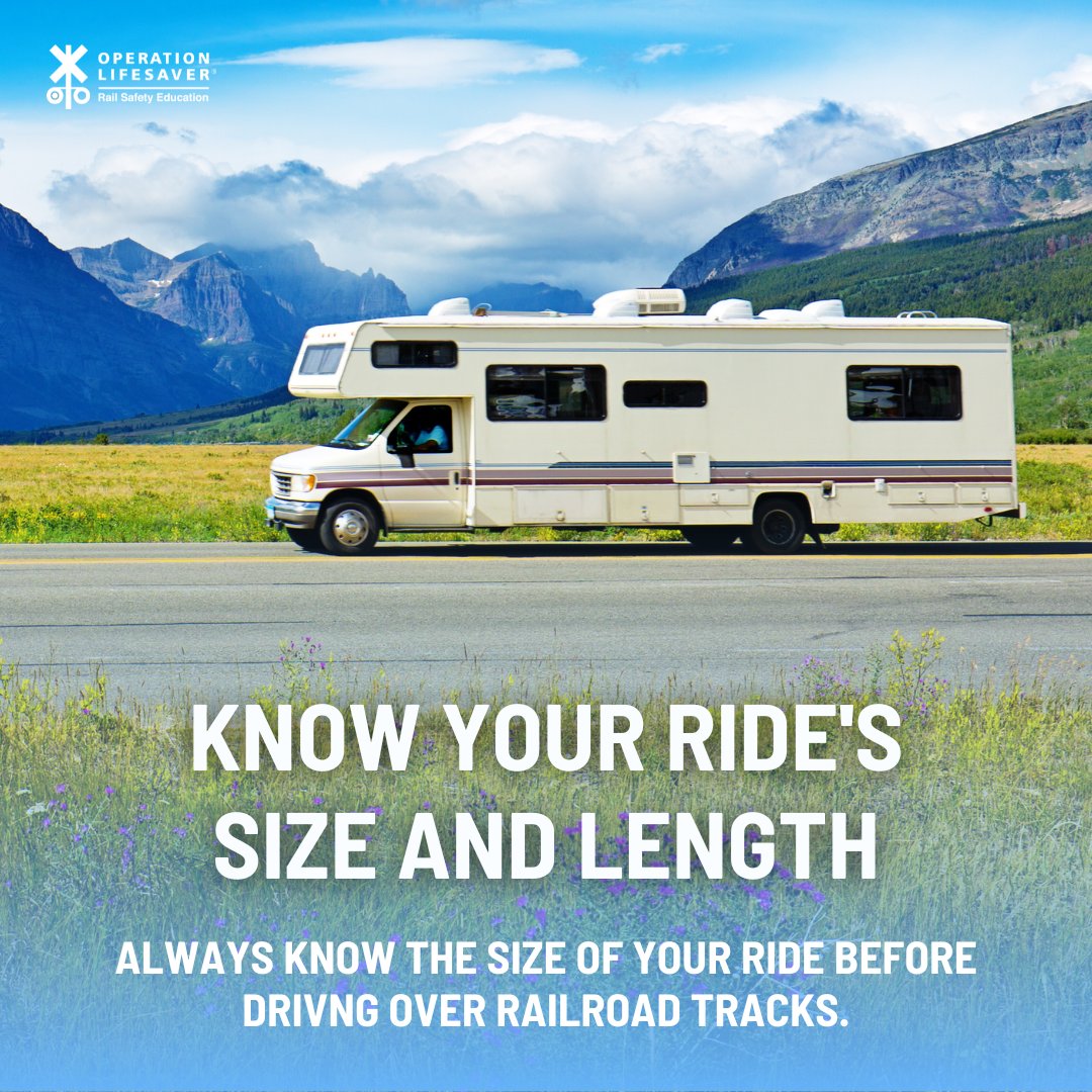 It’s summer travel season! If you’re driving an RV, pulling a camper or cruising in your sports car, know whether you are driving a low clearance vehicle - and always be alert around railroad tracks  and trains! 

#SeeTracksThinkTrain
#RailSafetyEducation