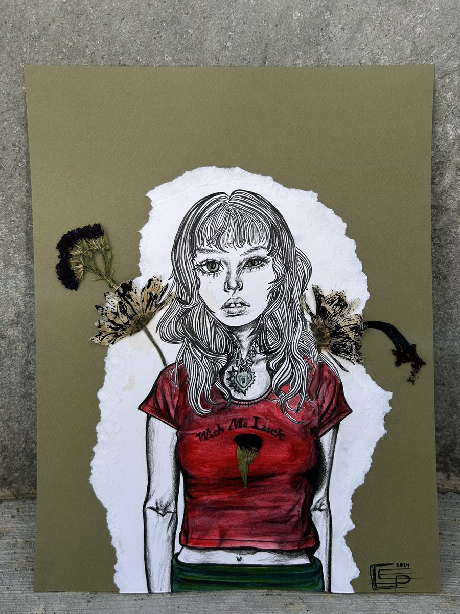 an absolute death 

charcoal, gouache, acrylic, complimentary coffee stains, pressed flowers, and a lot of pa*n <𝟑