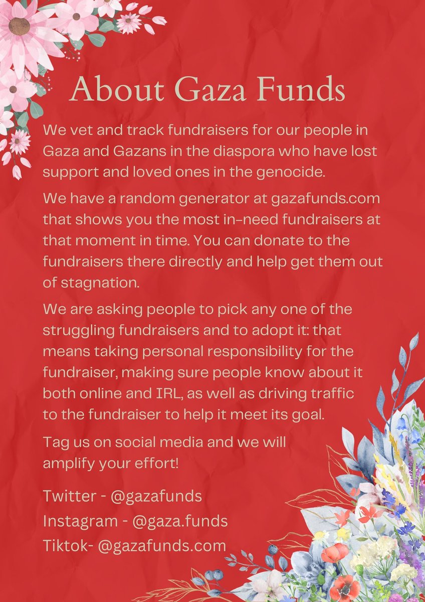 Share this graphic in your group chats and with friends IRL. Talk to them about Gazafunds. Tell them what we're trying to do.🌹🌹