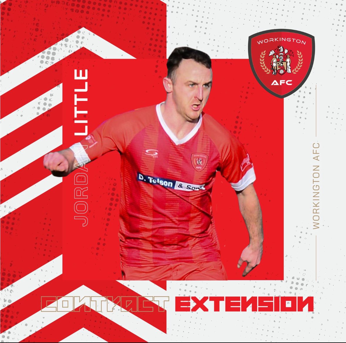 𝗗𝗲𝗳𝗲𝗻𝗱𝗲𝗿 𝗥𝗲𝘁𝘂𝗿𝗻𝘀 💪 Another retainment for you all! We’re excited to announce that local lad and stalwart defender, Jordan Little, has returned for another season with Workington AFC. 📰 shorturl.at/eYfHv #RichHistoryBrightFuture #RedsRiseAgain