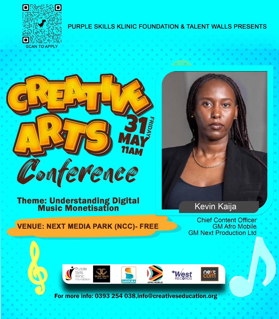 As we strive to make our industry better, we will be joined by Eddy Kenzo UNMF president, Pallaso and Kevin Kaija GM Afro Mobile. The creative arts conference; Friday 11am at Next Media. #SkillsKlinic