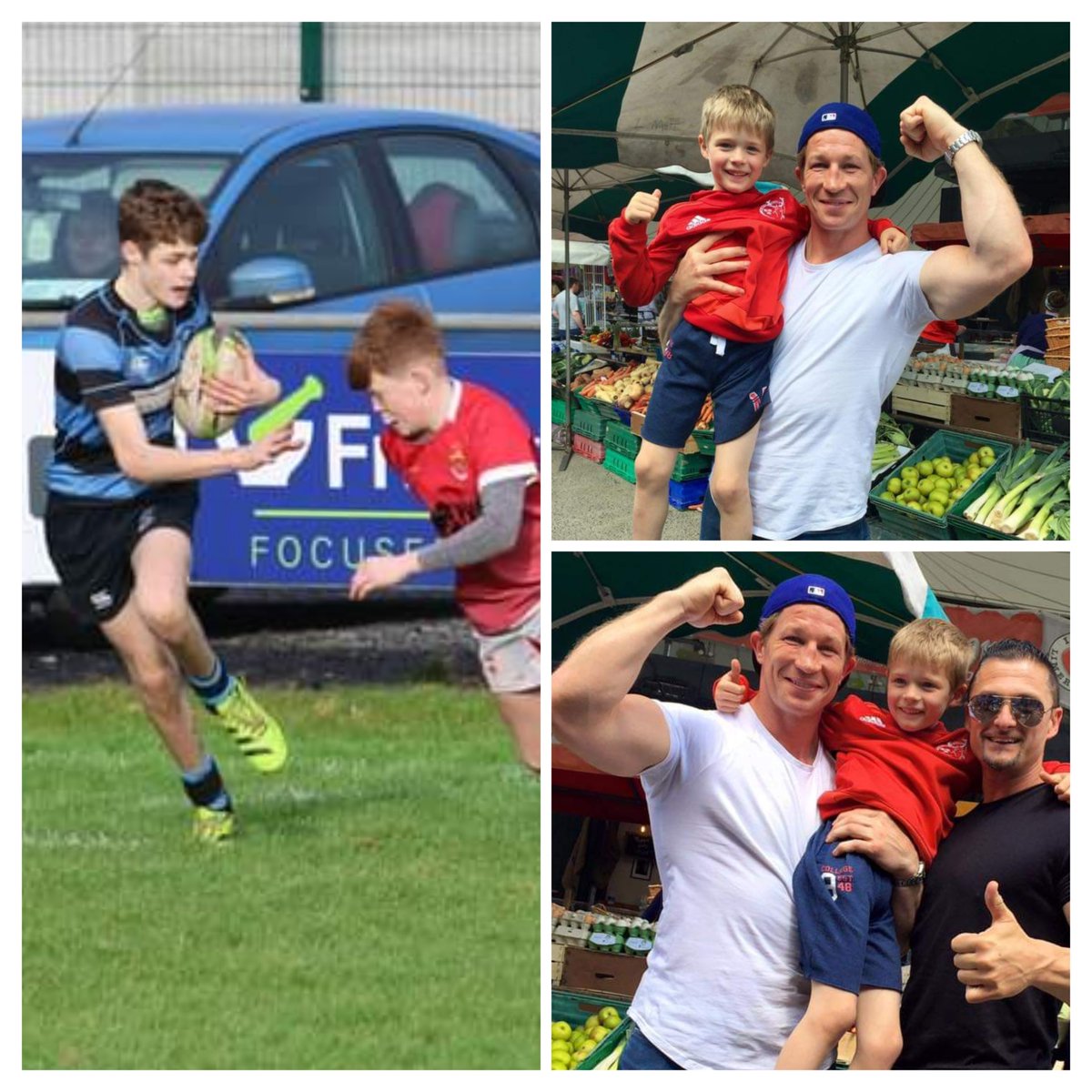 M4Udiets's tweet photo. Hard to believe that was Ashton 8yrs ago, with @jerryflannery  at Limerick Milk Market. Jerry was always up for the chat &amp; craic with the lads. Ashton loved the Rugby banter &amp; today on the field himself doing what he loves most...! #positiveenvironment #munsterrugby  #ShannonRFC https://t.co/PwSIDUelOE