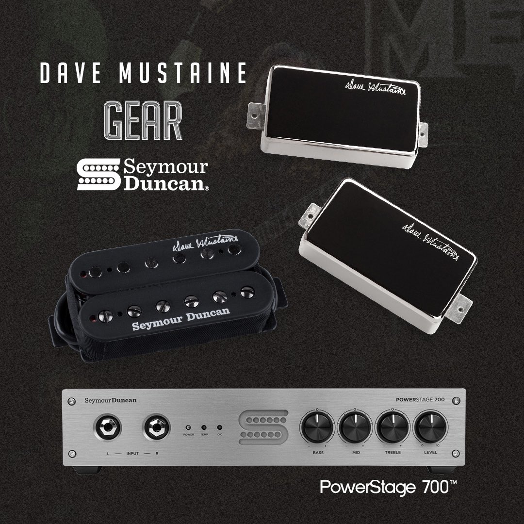 Take your sound to the next level with @DaveMustaine's collection from @seymourduncan! The collection includes the Dave Mustaine Signature active pickup, passive pickup, and the PowerStage™ 700 Rack Mount Guitar Amplifier. Perfect for players seeking increased output and touch