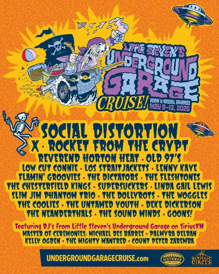 The inaugural Little Steven’s Underground Garage Cruise will set sail in May 2025, featuring Social Distortion, X, Rocket From the Crypt, Old 97’s, Reverend Horton Heat, and more → cos.lv/m0PP50RYZWC