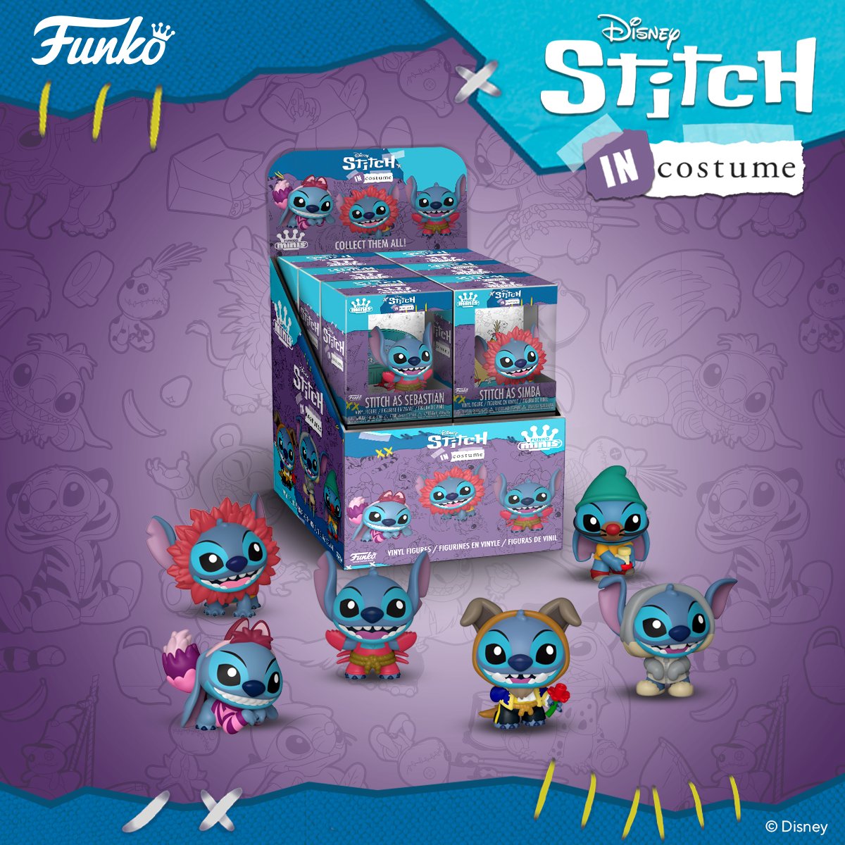 Experiment in Disguise: Pop! Disney’s Stitch in Costume is a character within a character! Catch him dressed as Disney’s Simba, Beast & more. The entire set includes exclusives, mystery minis & Plushies™️. Which ones will you bring home? bit.ly/44YJlCX #FunkoPop #Funko