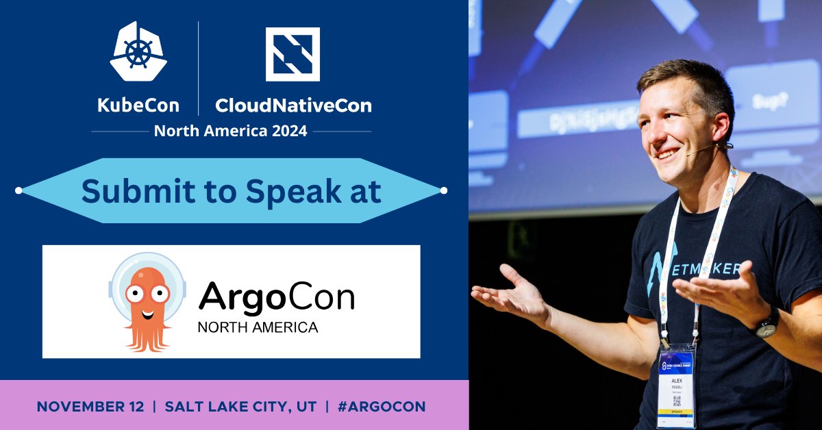 📣 Submit to speak at #ArgoCon, a CNCF-hosted co-located event @ #KubeCon + #CloudNativeCon North America, on November 12! We're accepting talks on software delivery, #scalability, data processing, #observability, & progressive delivery. Submit by July 14: hubs.la/Q02yHQ1W0