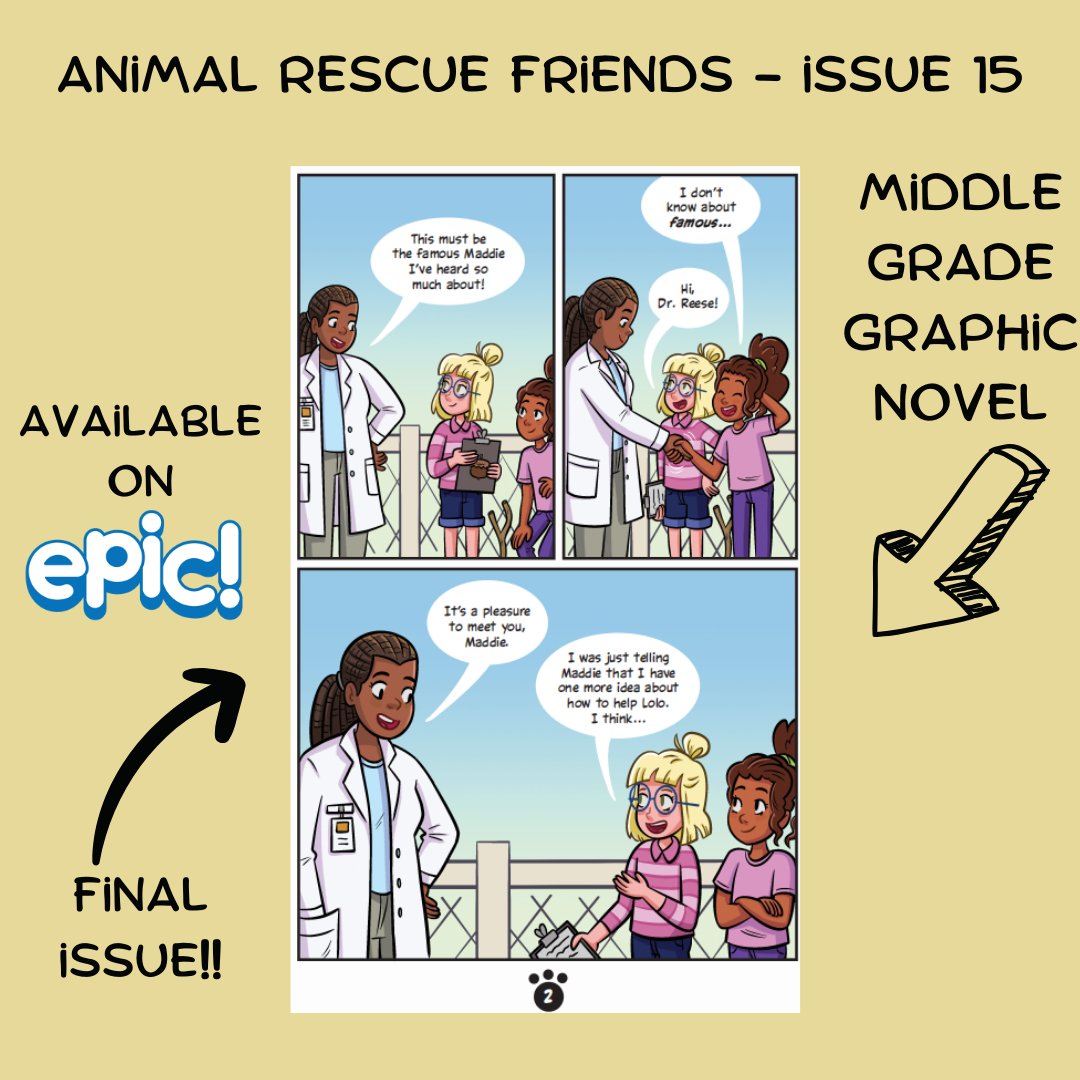 The day has finally come! The final issue that I've written of Animal Rescue Friends is live on @epic4kids! Thank you to Meika Hashimoto and @litwitlow for their expertise and patience editing my too-long dialogue bubbles.