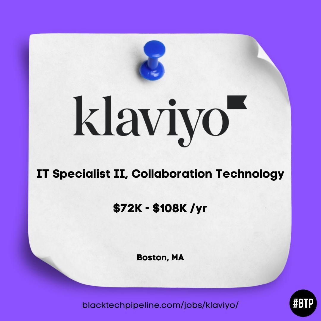 Klaviyo is hiring a Boston-based IT Specialist II 👨🏿‍💻

Join Klaviyo as a member of their IT team to help them maintain a strong technology foundation, worldwide! 

Learn more & apply below💰

#BlackTechTwitter #TechIsHiring #techjobs #hiring

buff.ly/4e0ASna