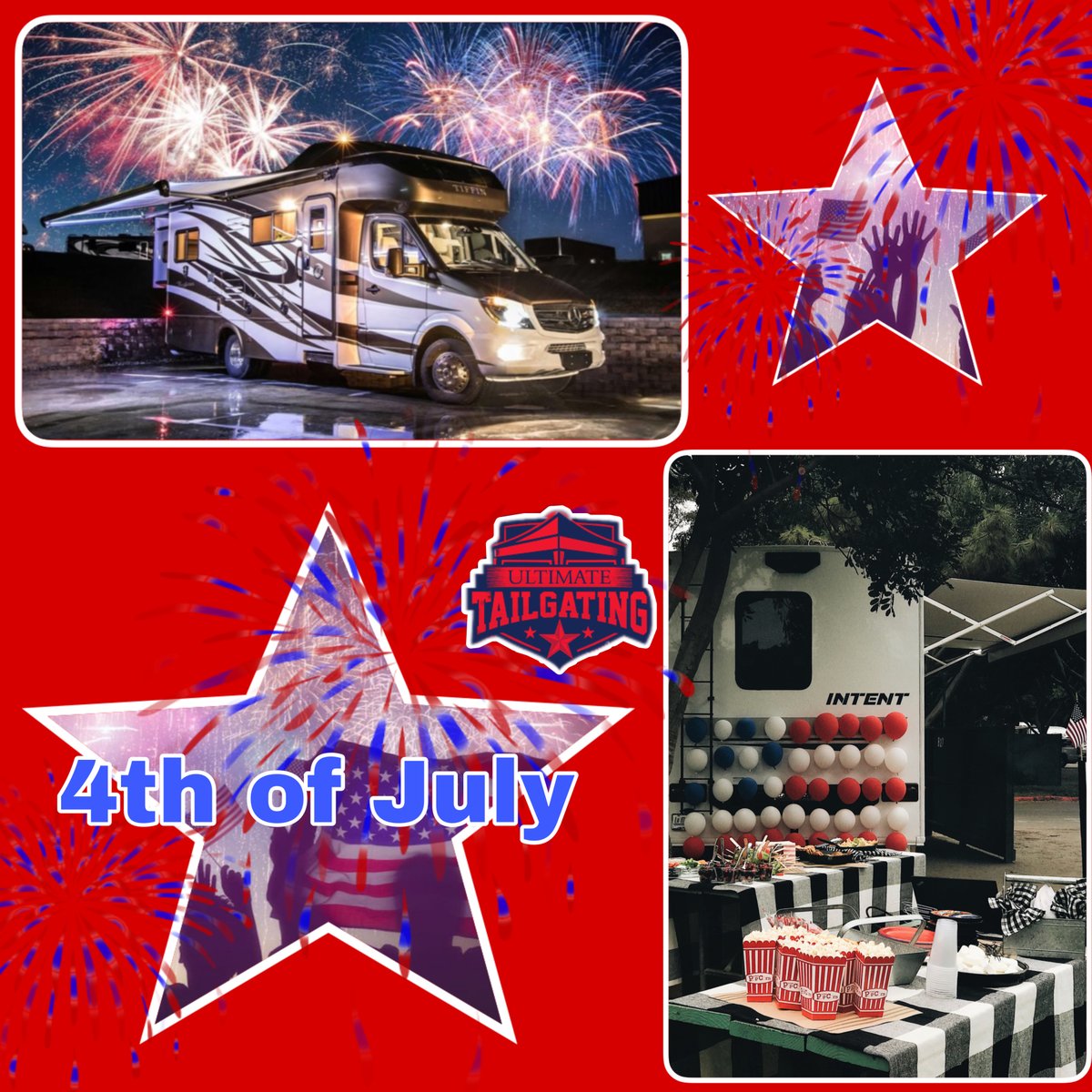 What better way to spend the 4th of July than in an RV at a campground! #ultimatetailageting #BeUltimate #rv #rvlife #4thofjuly #glamping #camping #summer #fireworks #tailgate247