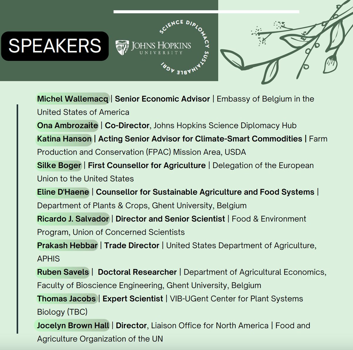 Join #HopkinsBloombergCenter, @BelgiumintheUSA & @ugent for 'Belgium and U.S. Perspectives on Sustainable Agriculture | Science Diplomacy for Sustainability,' Tues, June 4. @JohnsHopkinsSPH Hear from speakers addressing sustainability efforts. Register: bit.ly/3UXIYE3