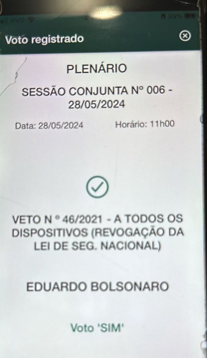 Vitória! Veto 46 mantido! Inexiste a possibilidade jurídica de se encarcerar internautas por até 5 anos sob desculpa esfarrapada de fake news. Parabéns a todos que pressionaram! 🇧🇷🇧🇷🇧🇷🚀🚀🚀