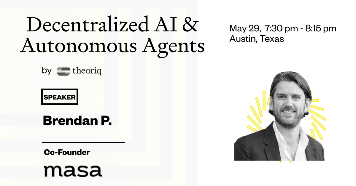 We're thrilled to announce that @BrendanPlayford, Co-founder of @getmasafi, will be on our panel to discuss 'Decentralized AI & Autonomous Agents' during our talk. Check out our Opening Night kickoff for @consensus2024! 📍RSVP: bit.ly/theoriq-event 👉🏽DM us for the access