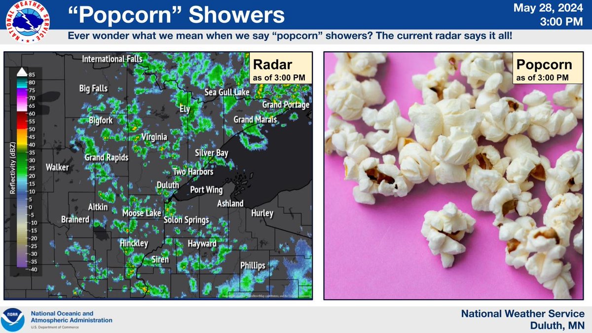 Ever wonder what we mean when we say 'popcorn' showers? The current radar says it all! #mnwx #wiwx