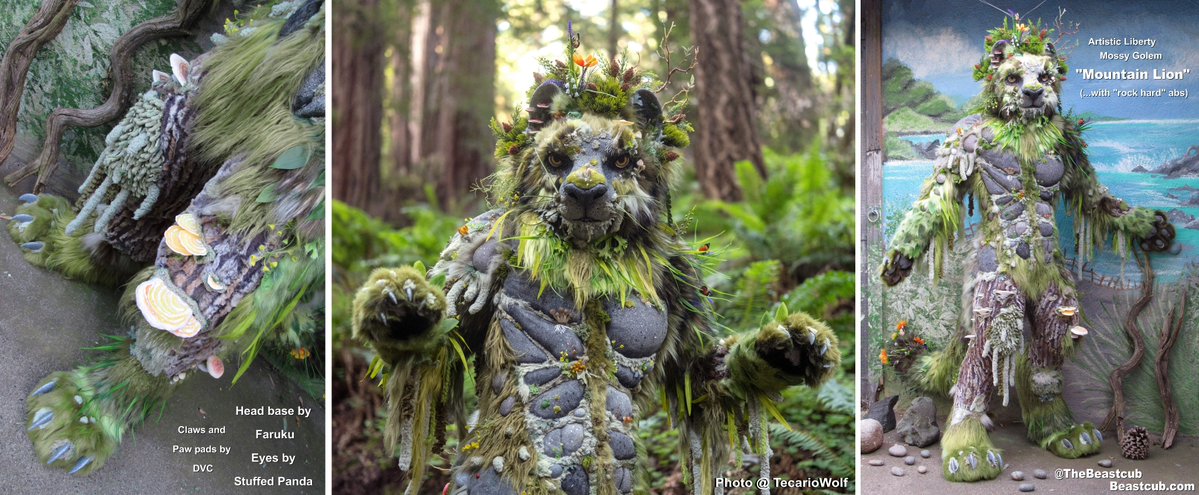 I have made a few golem and plant themed fursuits before, but this is my first ever fullsuit (and in my excitement I may have gone a little overboard on the details)