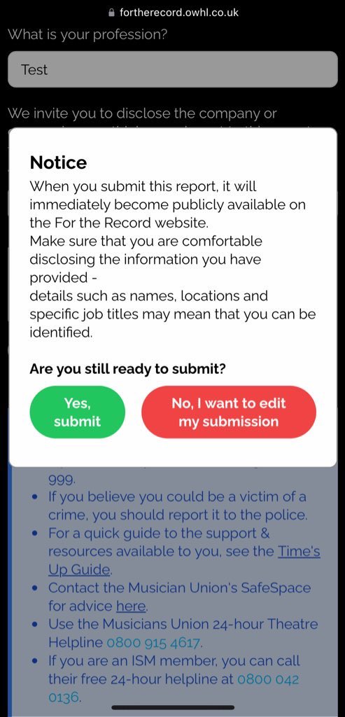 O.W.H.L’s #FORTHERECORD campaign has respectfully incorporated a transparent guide & flag system at each point of submission entry. Your safety & anonymity is of upmost priority, alongside mental health & wellbeing. We are fully committed to protecting and empowering all 🦉