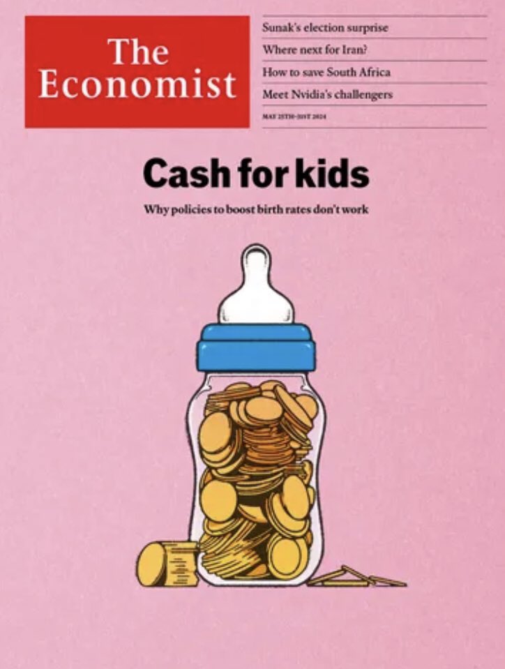 ‼️ Grafik, The Economist’in son sayısından. Orta ve üst gelir grubu tüm ülkelerde doğurganlık oranı (kadın başına doğum) düşüyor. Türkiye için de durum aynı. Alınan tedbirler nüfustaki azalmayı durduramıyor. Doğurganlığın düşmediği ve 3’ün üzerinde seyrettiği tek ülke İsrail!