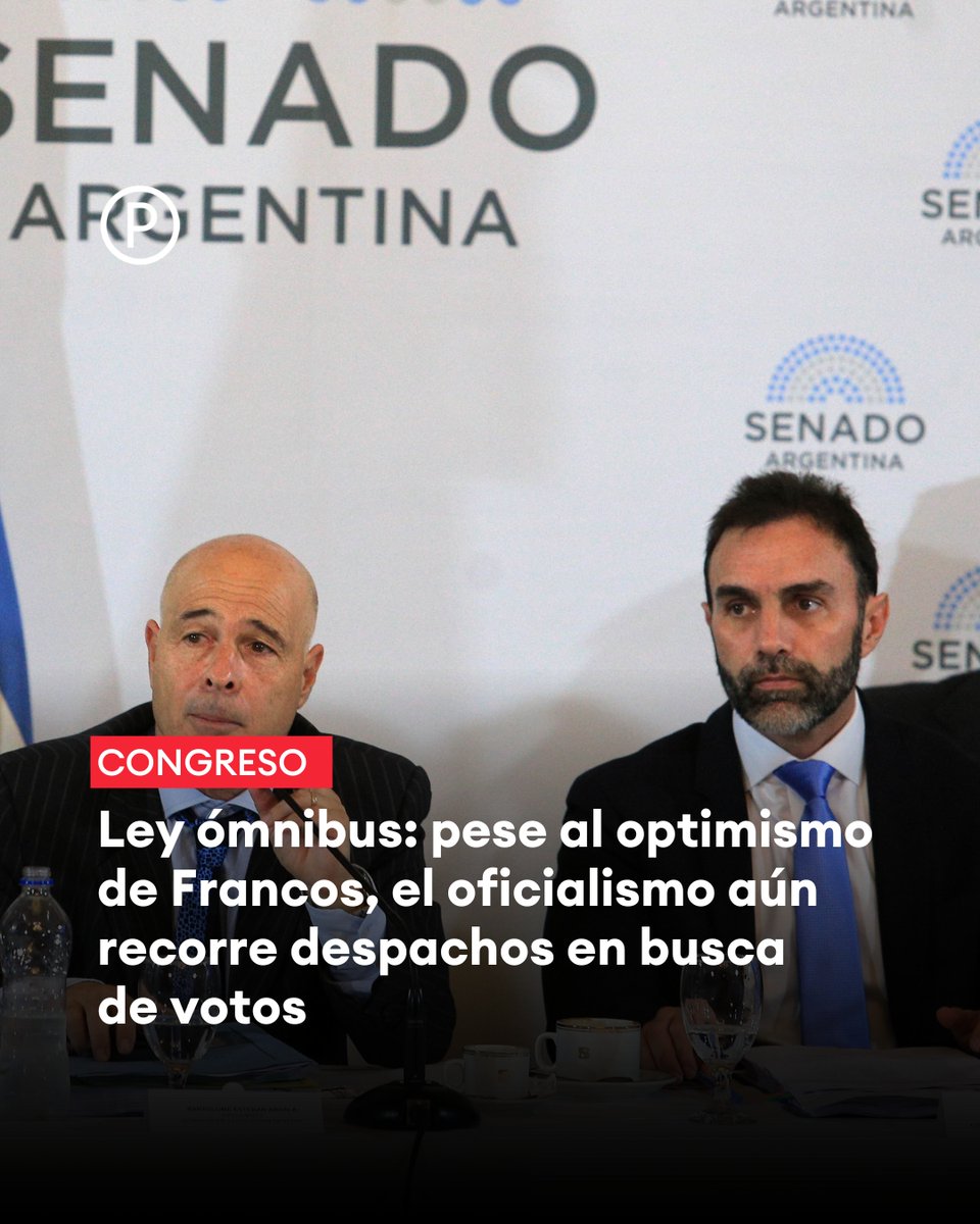 #Congreso ✅ Francos abandonó el Senado confiando en obtener los dictámenes de los proyectos de ley ómnibus y reforma fiscal este miércoles 🔗 letrap.com.ar/c5408882 ✍️ @mauriCanta