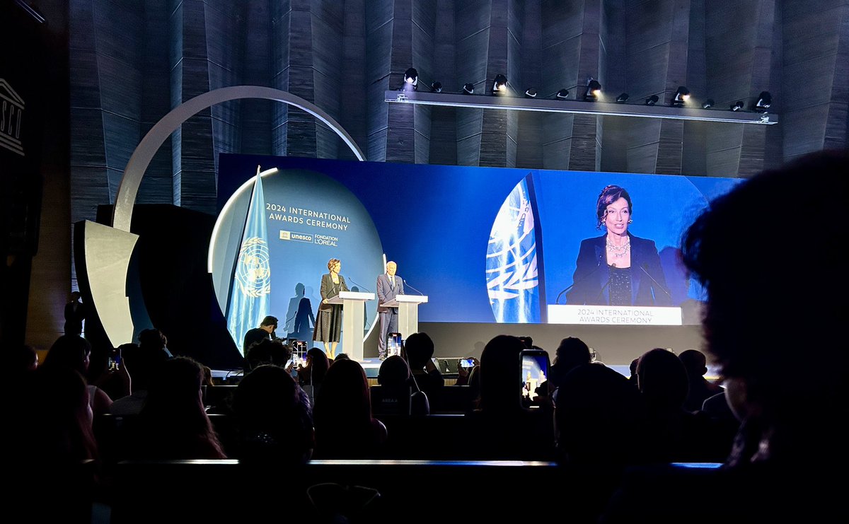 USUNESCO's tweet photo. Fantastic evening at the 26th L’Oreal-UNESCO For Women in Science International Awards! 🌟 Celebrating exceptional women scientists from around the globe who are tackling critical challenges in public health. Their groundbreaking work proves #ScienceNeedsWomen more than ever! #WomenInScience #GenderEquality #FWIS2024

@FondationLOreal