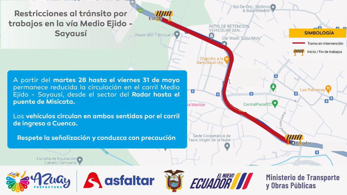 #InformacionImportante

🚨Avanzamos con el tendido de carpeta asfáltica en el vía Medio Ejido - Sayausí de competencia de @ObrasPublicasEc.

Por favor conduzca con precaución.🚗

#JotaPrefecto
#AzuayBicentenario