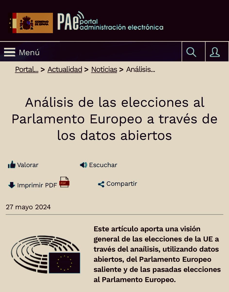 Análisis de las elecciones al Parlamento Europeo a través de datos abiertos
Artículo con una visión general de las elecciones de la UE a través del análisis del Parlamento Europeo saliente y de las anteriores elecciones al Parlamento, usando datos abiertos
administracionelectronica.gob.es/pae_Home/pae_A…