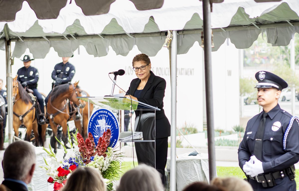 This morning I joined families and friends of LAPD officers who lost their lives since 1907. Together, we paid tribute to their courageous service and honored their ultimate sacrifice. Thank you for inviting me to this moving service.