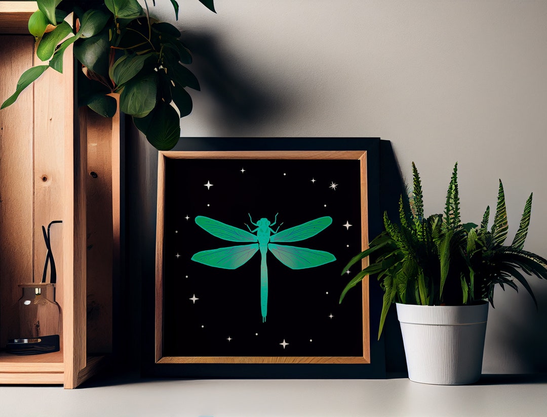 Dragonfly Print - Square Print - vintage dragonfly linocut print remix - Green - Spirit Animal by DesignBohemian etsy.com/listing/138711… #interiordecor #interiorinspo #interioraesthetic #etsyseller #eclecticdecor #vintagemoodydark #vintagedecor #artnouveau