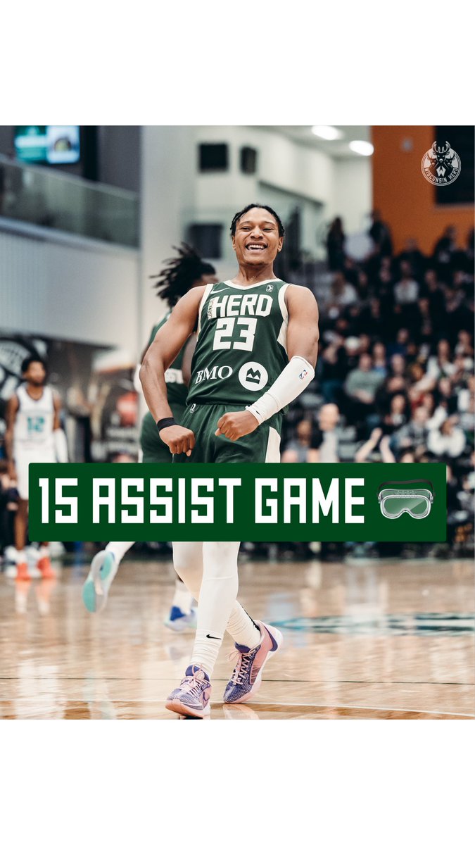 WisconsinHerd's tweet photo. a Herd franchise RECORD 1️⃣5️⃣ assists for @tytywashington3 back in January 🥽

if you on the floor, he’s gonna find 👀 #TwoWayTuesday https://t.co/bXAQgJKvMK