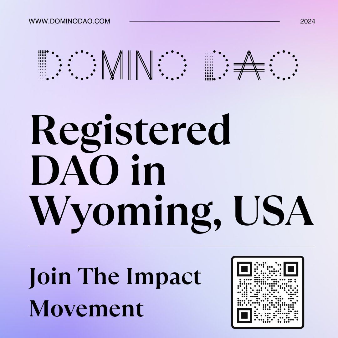 SustainableADA's tweet photo. ๐ Exciting News! ๐
We're thrilled to announce Domino DAO part of the @Impact_Web3 ecosystem is now officially registered in the state of Wyoming, USA! ๐คฉ
This milestone allows us to operate within a legal and compliant framework, empowering us to amplify positive change globally.
We're equally excited to leverage the @clarity_dao for our DAO's governance and operations, ensuring transparency and efficiency in our mission. ๐
Join us and be part of a transformative community where NGOs, impact associations, evaluators, investors, and grassroots activists come together to create ripple effects of positive impact.
Together, we can make a difference! ๐๐ช
#DominoDAO #ImpactWeb3 #ClarityProtocol #PositiveChange #NGO #ImpactInvesting #GrassrootsActivism #WyomingDAO #BlockchainForGood