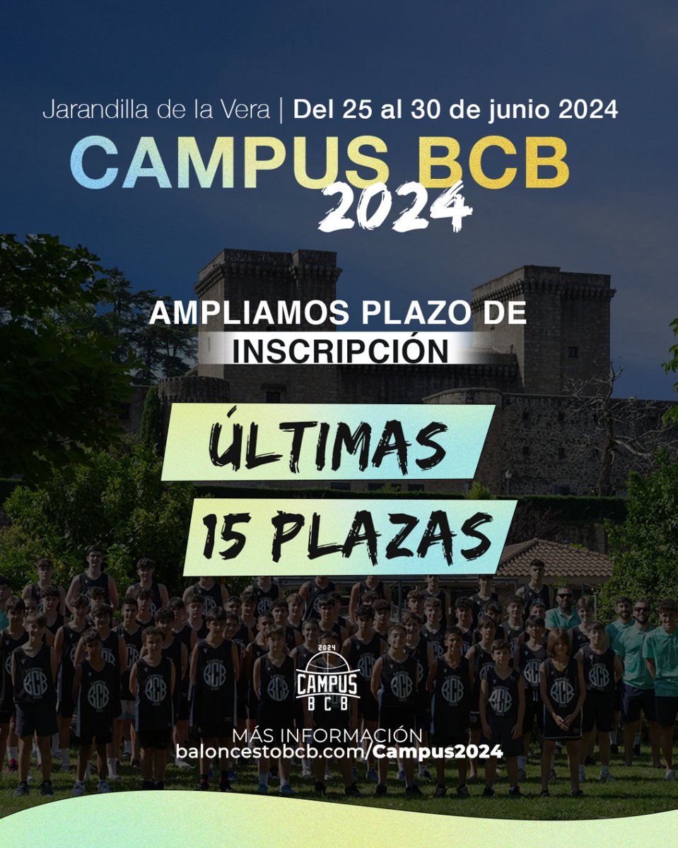 📢𝗨́𝗹𝘁𝗶𝗺𝗮𝘀 𝟭𝟱 𝗽𝗹𝗮𝘇𝗮𝘀 | 𝗖𝗮𝗺𝗽𝘂𝘀 𝗕𝗖𝗕 𝟮𝟬𝟮𝟰 Ampliamos plazo de inscripción hasta agotarse las plazas que quedan en el 𝗖𝗮𝗺𝗽𝘂𝘀 𝗱𝗲 𝗝𝗮𝗿𝗮𝗻𝗱𝗶𝗹𝗹𝗮 𝗱𝗲 𝗹𝗮 𝗩𝗲𝗿𝗮.🏝 ✍🏼Infórmate y reserva plaza⤵️ baloncestobcb.com/campus2024/ #badajoz #Cantera