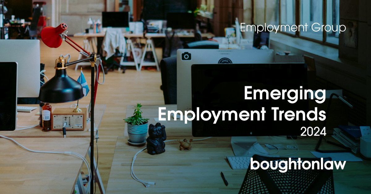 Midway through 2024, Boughton's Matthew E. McCarthy and Jimmy Burg break down several emerging employment trends and their potential impact on employers.

boughtonlaw.com/2024/05/emergi…

#employmentlaw #employmenttrends #boughtonlaw