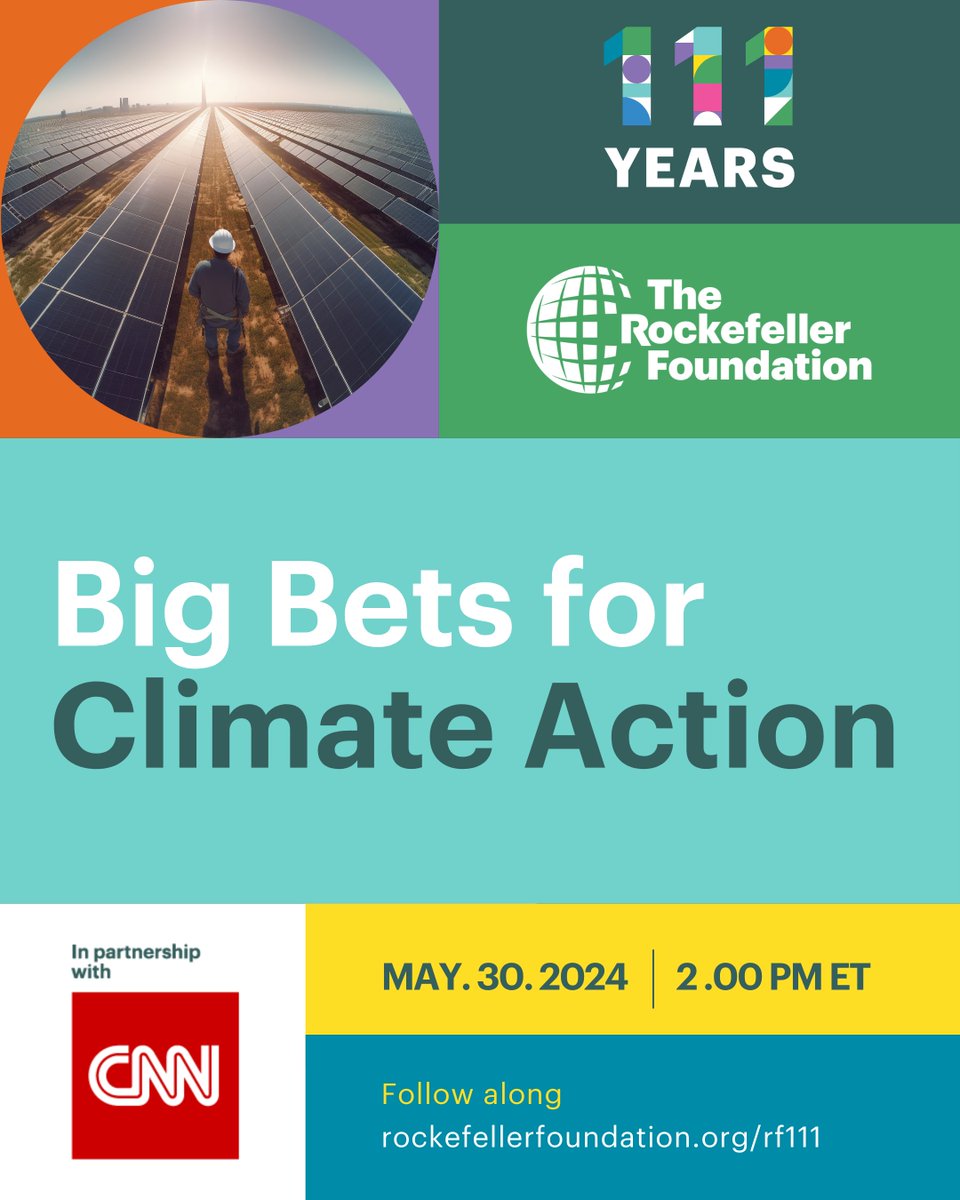 RockefellerFdn's tweet photo. What do @algore, @nilerodgers, and @USAmbUN have in common?
They're joining us to celebrate 111 years of promoting the well-being of humanity.
Tune in:
📅Thurs May 30
🕑2-5pm ET
📌Learn more: https://t.co/buusuDIa17 #RFis111 https://t.co/DggtTmvuAA