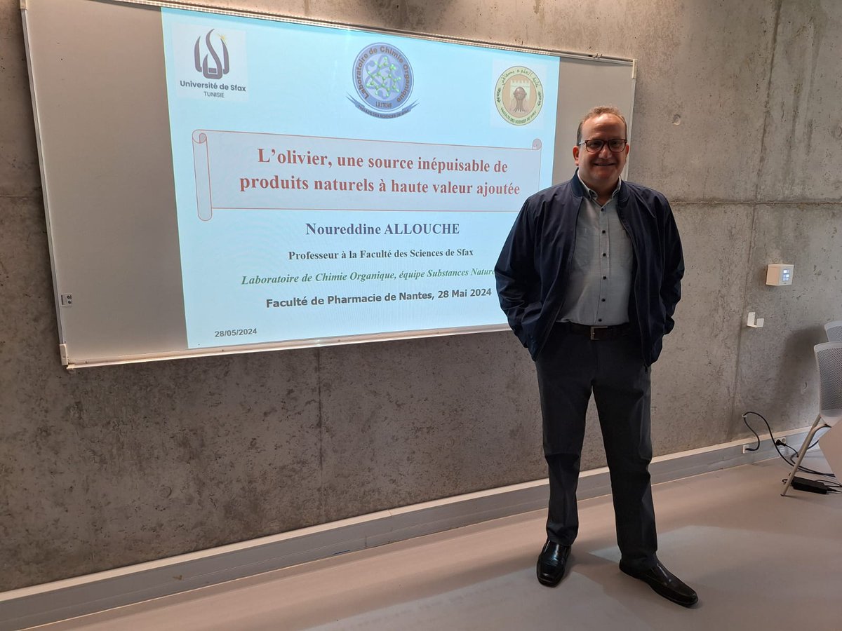 Great talk today, entitled 'The olive tree, an  inexhaustible source of natural products with high added value' from Prof. Noureddine ALLOUCHE as an invited Professor from the School of Science University of Sfax - Tunisia.
#pharmacy #naturalproduct #phytochemistry