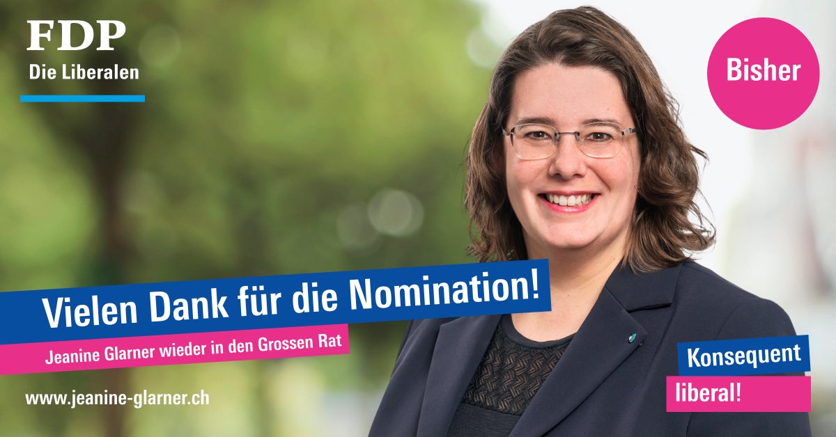 Vielen Dank für die Nomination für die Grossratswahlen! Meine Motivation ist auch nach 12 Jahren ungebrochen. Leistung muss sich wieder lohnen! #föderalismus #subsidiarität #pragmatismus #liberalismus