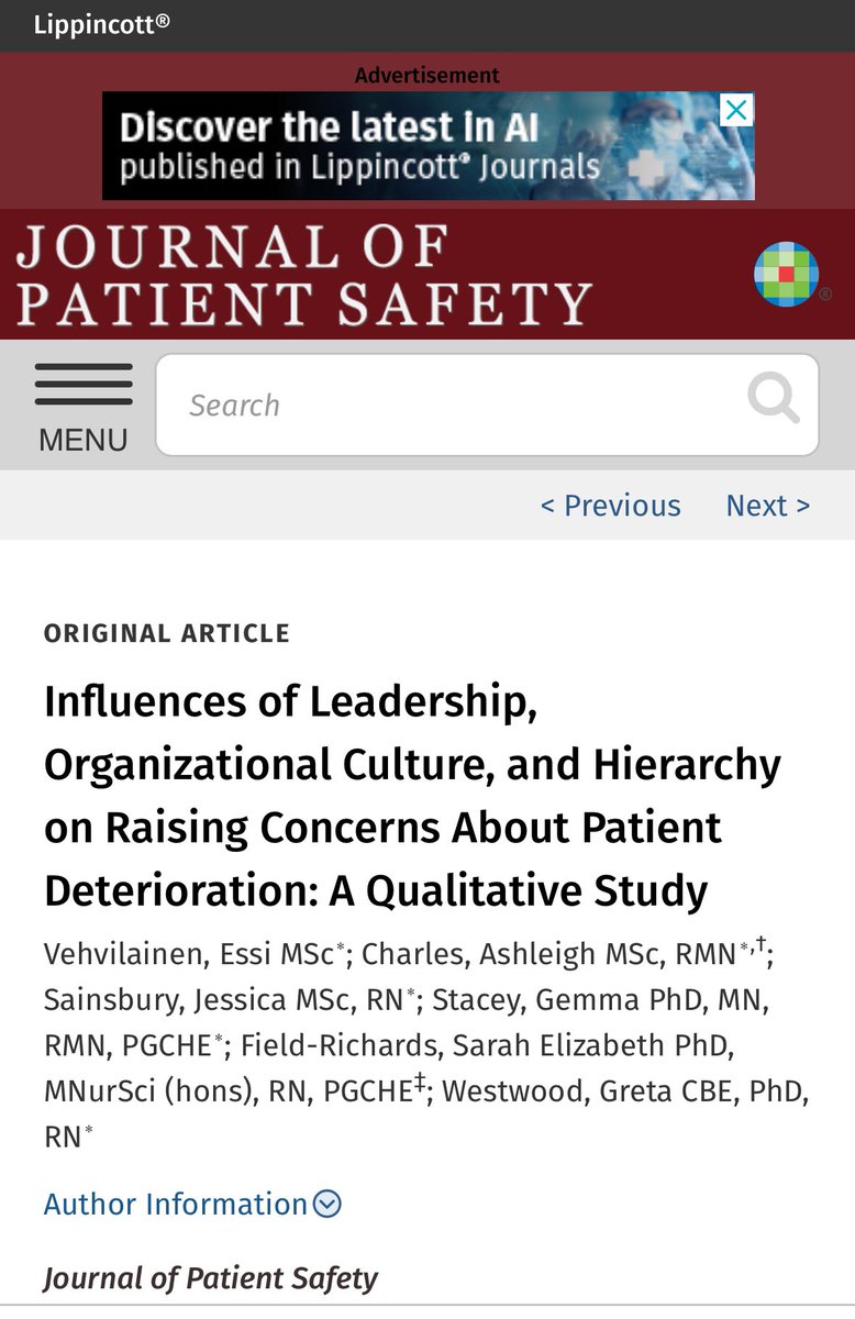 ‘Cultures of fear & blame can lead to clinical staff feeling hesitant in raising concerns out of fear of being belittled, blamed, and/or castigated’

Please take the time to read this 
tinyurl.com/yc8k4e65

@AmyCEdmondson @tom_geraghty 

#SpeakUpCulture #PsychologicalSafety