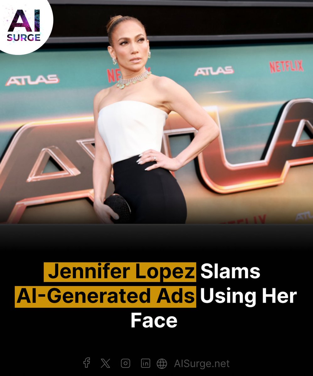 In Netflix's 'Atlas,' Jennifer Lopez plays a data analyst using AI to save Earth from an evil robot (Simu Liu). At the premiere, Lopez highlighted the film’s portrayal of AI's risks and benefits, citing her own experience with AI exploitation in fake ads. #JenniferLopez