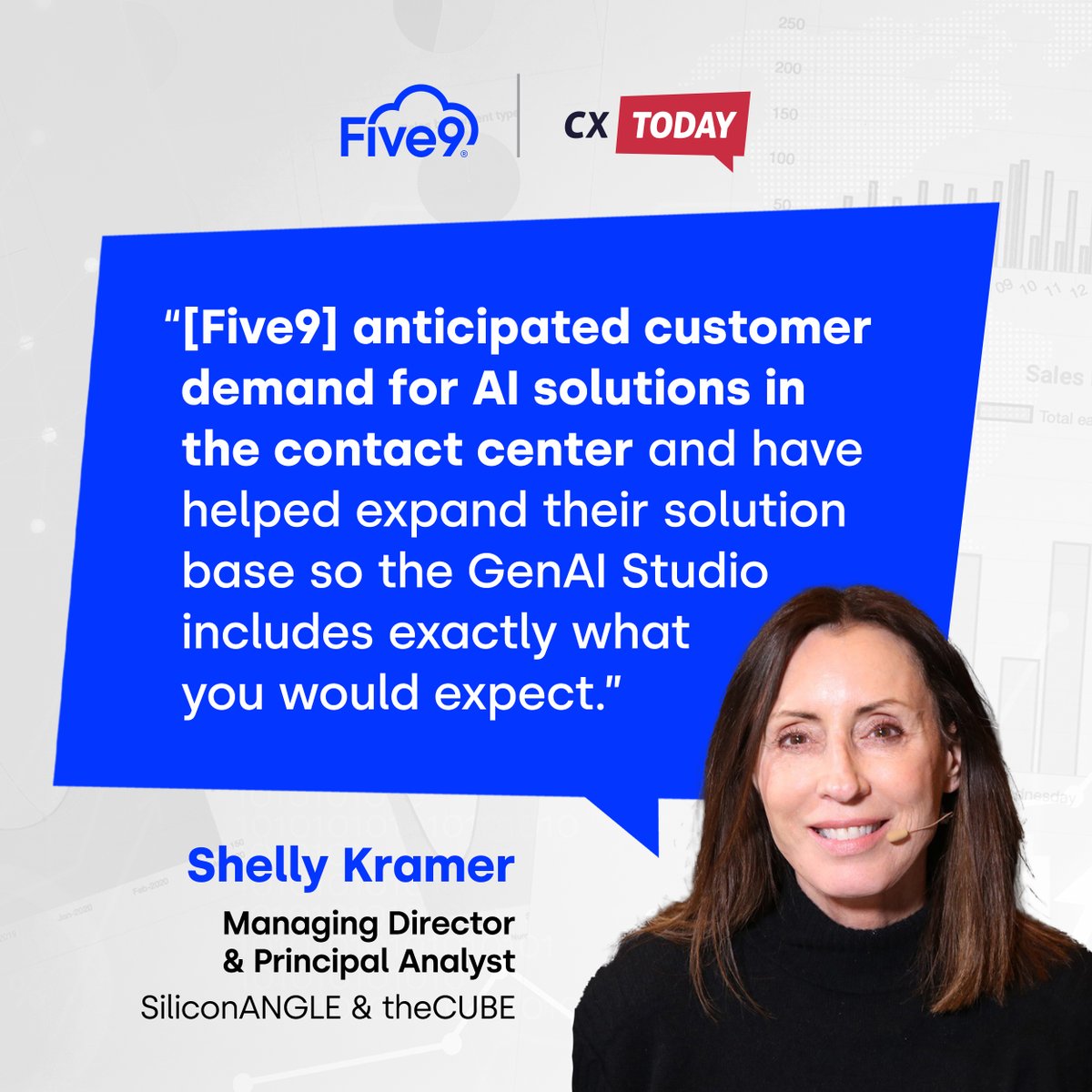 🚀 Five9 is ahead of the curve! 🚀 @ShellyKramer of @SiliconANGLE & @theCUBE notes that we’ve anticipated demand for AI in contact centers and expanded our solutions to meet it. Discover how Five9 is shaping the future of CX. #GenAI @cxtodaynews spr.ly/6017enEif