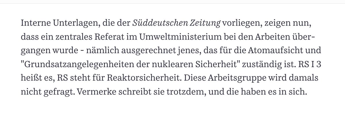 . @jensspahn, @JuliaKloeckner & @SteffenBilger müssen jetzt ganz stark sein, denn die @SZ deckt auf: als die Union 2010 die Verlängerung der Laufzeiten von AKWS vorbereitet hat, wurde das für Sicherheit verantwortliche Referat im @BMUV gezielt übergangen! sueddeutsche.de/politik/atomkr…