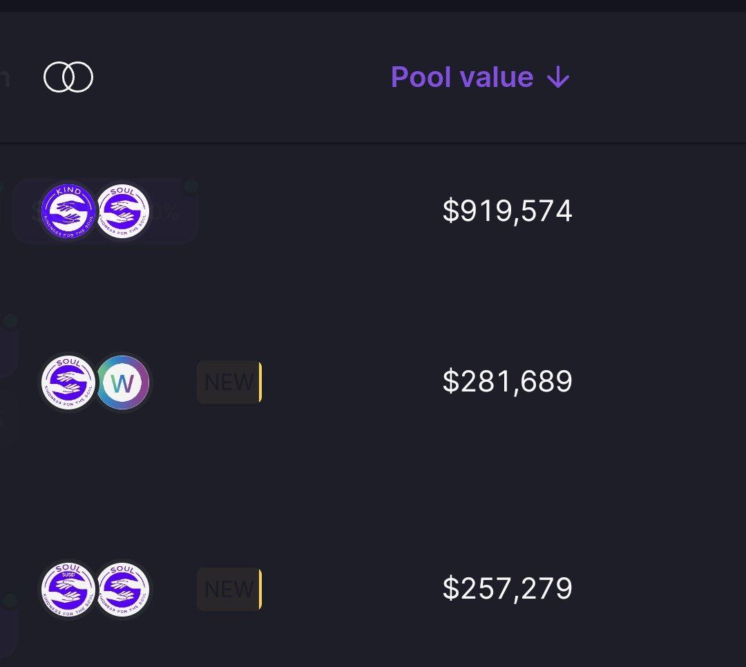 We now have all 4 liquidity pool ready in teloschain @HelloTelos

Swapsicle.io @SwapsicleDEX
Susd/usdc ($272k)

app.symm.fi @0xSymmetric
KINDS/SOULS (900K)
SOULS /SUDC (257K)
SOULS / TLOS (280K)

$SUSD $TLOS $KINDS $SOULS $USDC