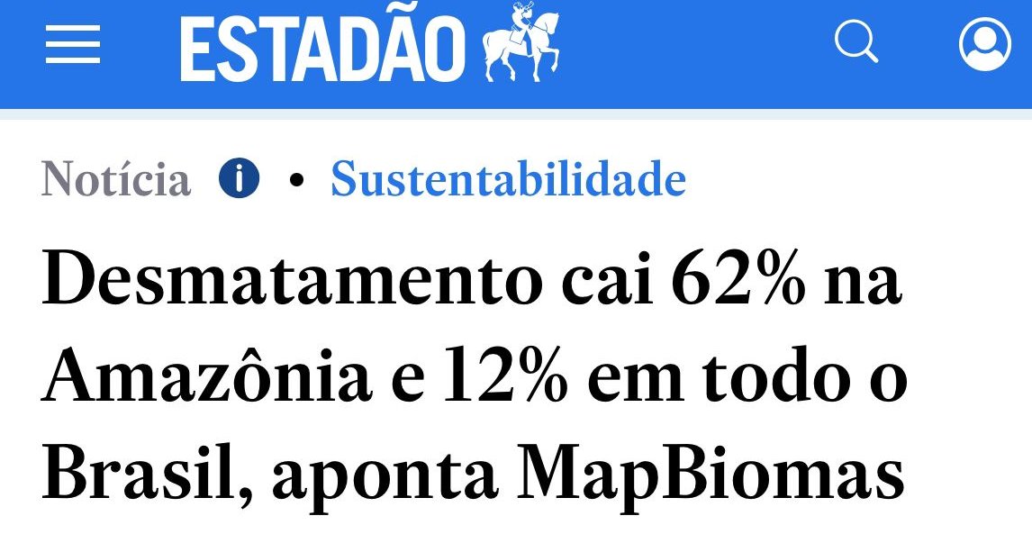 Derrubamos o desmatamento de vegetação nativa no Brasil, segundo o MapBiomas. Vamos trabalhar para reduzir o desmatamento ainda mais na Amazônia e também em outros biomas.