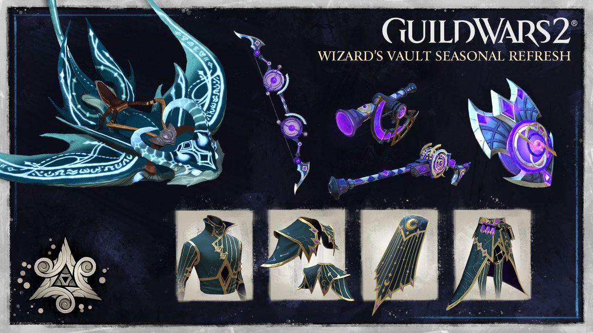 ✨Don't forget to make your way to the Wizard's Vault and grab the new rewards in #GuildWars2! ✨
