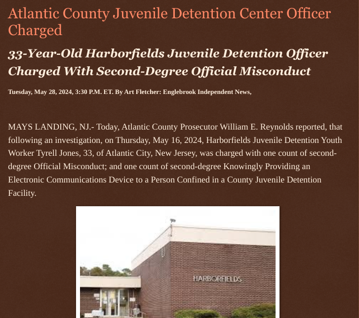 Atlantic County Juvenile Detention Center Officer Charged englebrookindependentnews.com/2024/05/28/atl… via @Englebrooknews #Atlanticcountynj @harborfields #juvenile #detentionofficer #charged @OfficialMisconduct @wireless_step @LodiNJNews @Breaking911 @Breaking24_7 @gator4kb18 @MichelleF_35