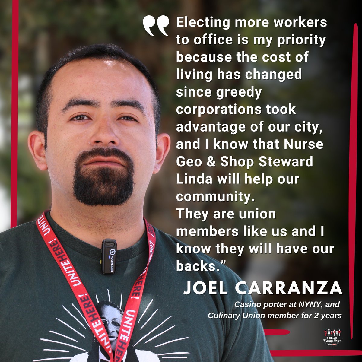 Meet Joel, casino porter & Culinary Union member: 'Electing more workers to office is my priority because the cost of living has changed since greedy corporations took advantage of our city & I know Nurse @GeoForNevada & @LindaForNevada will help our community.' #WeVoteWeWin