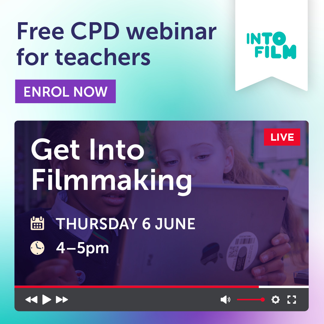 Has the #IntoFilmAwards inspired you to use filmmaking in your teaching?✏️🎬

We're hosting a FREE Get Into Filmmaking #CPD webinar to help you increase learning and inspire young people through filmmaking💻 #Edu

📅Thursday 6 June
⏰4pm-5pm

Enrol now👉 intofilm.org/training/webin…